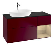 Тумба под раковину Villeroy & Boch Finion 120х50,1 см с подсветкой МДФ пион матовый лак/стекло черное матовое F812PCHB