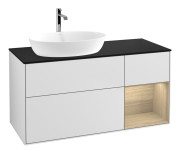 Тумба под раковину Villeroy & Boch Finion 120х50,1 см с подсветкой МДФ белый матовый лак/стекло черное матовое F812PCMT