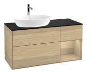 Тумба под раковину Villeroy & Boch Finion 120х50,1 см с подсветкой МДФ шпон дуба/стекло черное матовое F812PCPC