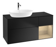 Тумба под раковину Villeroy & Boch Finion 120х50,1 см с подсветкой МДФ черный матовый лак/стекло черное матовое F812PCPD