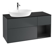 Тумба под раковину Villeroy & Boch Finion 120х50,1 см с подсветкой МДФ темно-синий матовый лак/стекло черное матовое F812PDHG