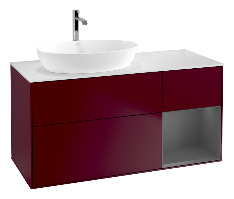 Тумба під раковину Villeroy & Boch Finion 120х50,1 см із підсвічуванням МДФ півонія матовий лак/скло біле матове G811GKHB