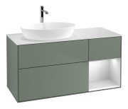 Тумба под раковину Villeroy & Boch Finion 120х50,1 см с подсветкой МДФ оливковый матовый лак/стекло белое матовое F811MTGM