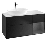 Тумба під раковину Villeroy & Boch Finion 120х50,1 см із підсвічуванням МДФ чорний матовий лак/скло біле матове G811GKPD