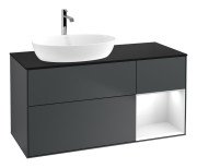 Тумба под раковину Villeroy & Boch Finion 120х50,1 см с подсветкой МДФ темно-синий матовый лак/стекло черное матовое F812GFHG