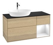 Тумба під раковину Villeroy & Boch Finion 120х50,1 см з підсвічуванням МДФ шпон дуба/скло чорне матове F812GFPC