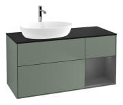 Тумба под раковину Villeroy & Boch Finion 120х50,1 см с подсветкой МДФ оливковый матовый лак/стекло черное матовое F812GKGM