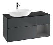 Тумба під раковину Villeroy & Boch Finion 120х50,1 см із підсвічуванням МДФ темно-синій матовий лак/скло чорне матове F812GKHG