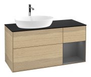 Тумба під раковину Villeroy & Boch Finion 120х50,1 см з підсвічуванням МДФ шпон дуба/скло чорне матове F812GKPC