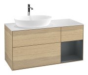 Тумба під раковину Villeroy & Boch Finion 120х50,1 см із підсвічуванням МДФ шпон дуба/скло біле матове F811HGPC