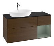 Тумба під раковину Villeroy & Boch Finion 120х50,1 см із підсвічуванням МДФ шпон волоського горіха/скло чорне матове F812GMGN