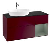 Тумба под раковину Villeroy & Boch Finion 120х50,1 см с подсветкой МДФ пион матовый лак/стекло черное матовое F812GMHB