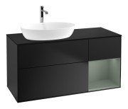 Тумба під раковину Villeroy & Boch Finion 120х50,1 см із підсвічуванням МДФ чорний матовий лак/скло чорне матове F812GMPD