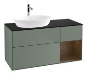 Тумба під раковину Villeroy & Boch Finion 120х50,1 см із підсвічуванням МДФ оливковий матовий лак/скло чорне матове F812GNGM