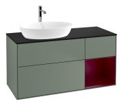 Тумба под раковину Villeroy & Boch Finion 120х50,1 см с подсветкой МДФ оливковый матовый лак/стекло черное матовое F812HBGM