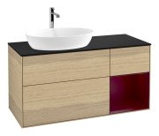 Тумба під раковину Villeroy & Boch Finion 120х50,1 см з підсвічуванням МДФ шпон дуба/скло чорне матове F812HBPC