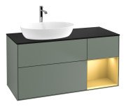 Тумба під раковину Villeroy & Boch Finion 120х50,1 см із підсвічуванням МДФ оливковий матовий лак/скло чорне матове F812HFGM