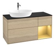 Тумба под раковину Villeroy & Boch Finion 120х50,1 см с подсветкой МДФ шпон дуба/стекло черное матовое F812HFPC