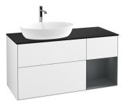 Тумба під раковину Villeroy & Boch Finion 120х50,1 см з підсвіткою МДФ білий глянцевий лак/скло чорне матове F812HGGF