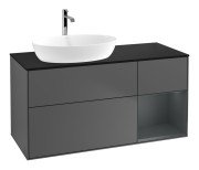 Тумба під раковину Villeroy & Boch Finion 120х50,1 см із підсвічуванням МДФ антрацит матовий лак/скло чорне матове F812HGGK