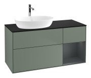 Тумба під раковину Villeroy & Boch Finion 120х50,1 см із підсвічуванням МДФ оливковий матовий лак/скло чорне матове F812HGGM