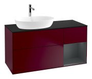 Тумба под раковину Villeroy & Boch Finion 120х50,1 см с подсветкой МДФ пион матовый лак/стекло черное матовое F812HGHB