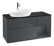 Тумба під раковину Villeroy & Boch Finion 120х50,1 см із підсвічуванням МДФ темно-синій матовий лак/скло чорне матове F812HGHG