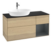 Тумба під раковину Villeroy & Boch Finion 120х50,1 см з підсвічуванням МДФ шпон дуба/скло чорне матове F812HGPC