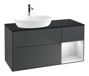 Тумба под раковину Villeroy & Boch Finion 120х50,1 см с подсветкой МДФ темно-синий матовый лак/стекло черное матовое F812MTHG