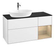 Тумба под раковину Villeroy & Boch Finion 120х50,1 см с подсветкой МДФ глянцевый белый лак/стекло черное матовое F812PCGF