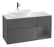 Тумба під раковину Villeroy & Boch Finion 120х50,1 см із підсвічуванням МДФ антрацит матовий лак/скло біле матове G811GKGK