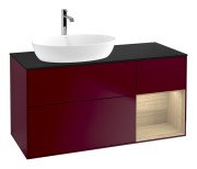 Тумба під раковину Villeroy & Boch Finion 120х50,1 см із підсвічуванням МДФ півонія матовий лак/скло чорне матове F812PCHB