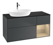 Тумба під раковину Villeroy & Boch Finion 120х50,1 см із підсвічуванням МДФ темно-синій матовий лак/скло чорне матове F812PCHG