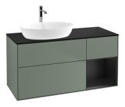 Тумба под раковину Villeroy & Boch Finion 120х50,1 см с подсветкой МДФ оливковый матовый лак/стекло черное матовое F812PDGM