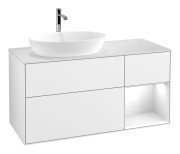 Тумба под раковину Villeroy & Boch Finion 120х50,1 см с подсветкой МДФ глянцевый белый лак/стекло белое матовое G811GFGF