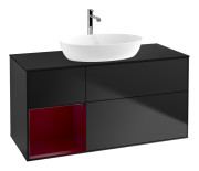 Тумба под раковину Villeroy & Boch Finion 120х50,1 см с подсветкой МДФ черный матовый лак/стекло черное матовое G822HBPD