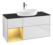 Тумба под раковину Villeroy & Boch Finion 120х50,1 см с подсветкой МДФ белый матовый лак/стекло черное матовое G822HFMT