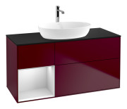 Тумба под раковину Villeroy & Boch Finion 120х50,1 см с подсветкой МДФ пион матовый лак/стекло черное матовое G822MTHB