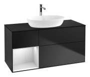 Тумба под раковину Villeroy & Boch Finion 120х50,1 см с подсветкой МДФ черный матовый лак/стекло черное матовое G822MTPD