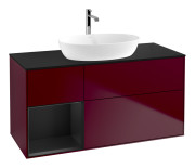 Тумба под раковину Villeroy & Boch Finion 120х50,1 см с подсветкой МДФ пион матовый лак/стекло черное матовое G822PDHB