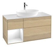 Тумба под раковину Villeroy & Boch Finion 120х50,1 см с подсветкой МДФ шпон дуба/стекло белое матовое G821GFPC