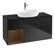 Тумба под раковину Villeroy & Boch Finion 120х50,1 см с подсветкой МДФ черный матовый лак/стекло черное матовое G822GNPD