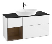 Тумба под раковину Villeroy & Boch Finion 120х50,1 см с подсветкой МДФ глянцевый белый лак/стекло черное матовое G822GNGF