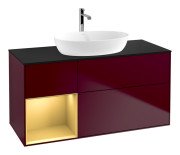 Тумба під раковину Villeroy & Boch Finion 120х50,1 см із підсвічуванням МДФ півонія матовий лак/скло чорне матове G822HFHB