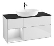 Тумба під раковину Villeroy & Boch Finion 120х50,1 см із підсвічуванням МДФ білий матовий лак/скло чорне матове G822MTMT