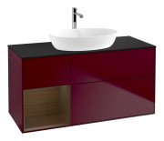 Тумба под раковину Villeroy & Boch Finion 120х50,1 см с подсветкой МДФ пион матовый лак/стекло черное матовое G822GNHB