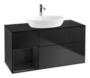 Тумба под раковину Villeroy & Boch Finion 120х50,1 см с подсветкой МДФ черный матовый лак/стекло черное матовое G822PDPD