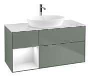 Тумба под раковину Villeroy & Boch Finion 120х50,1 см с подсветкой МДФ оливковый матовый лак/стекло белое матовое G821GFGM