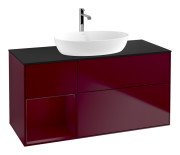 Тумба під раковину Villeroy & Boch Finion 120х50,1 см із підсвічуванням МДФ півонія матовий лак/скло чорне матове G822HBHB