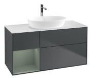 Тумба под раковину Villeroy & Boch Finion 120х50,1 см с подсветкой МДФ темно-синий матовый лак/стекло белое матовое G821GMHG